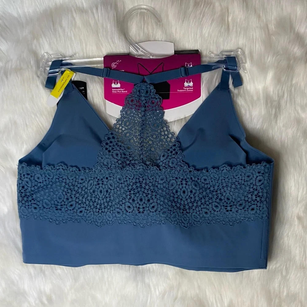 SALE Wirefree Lined Racerback Bra in Smoky Blue - Picture 2 of 9